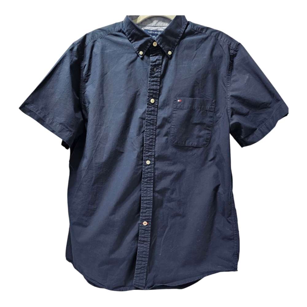 Tommy Hilfiger Men's Navy Blue Short Sleeve Shirt - Large - 18 OBO